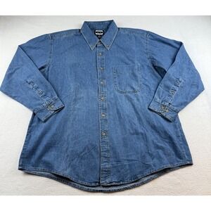 Three Rivers Blue Denim Button Down Shirt Men's Size XL